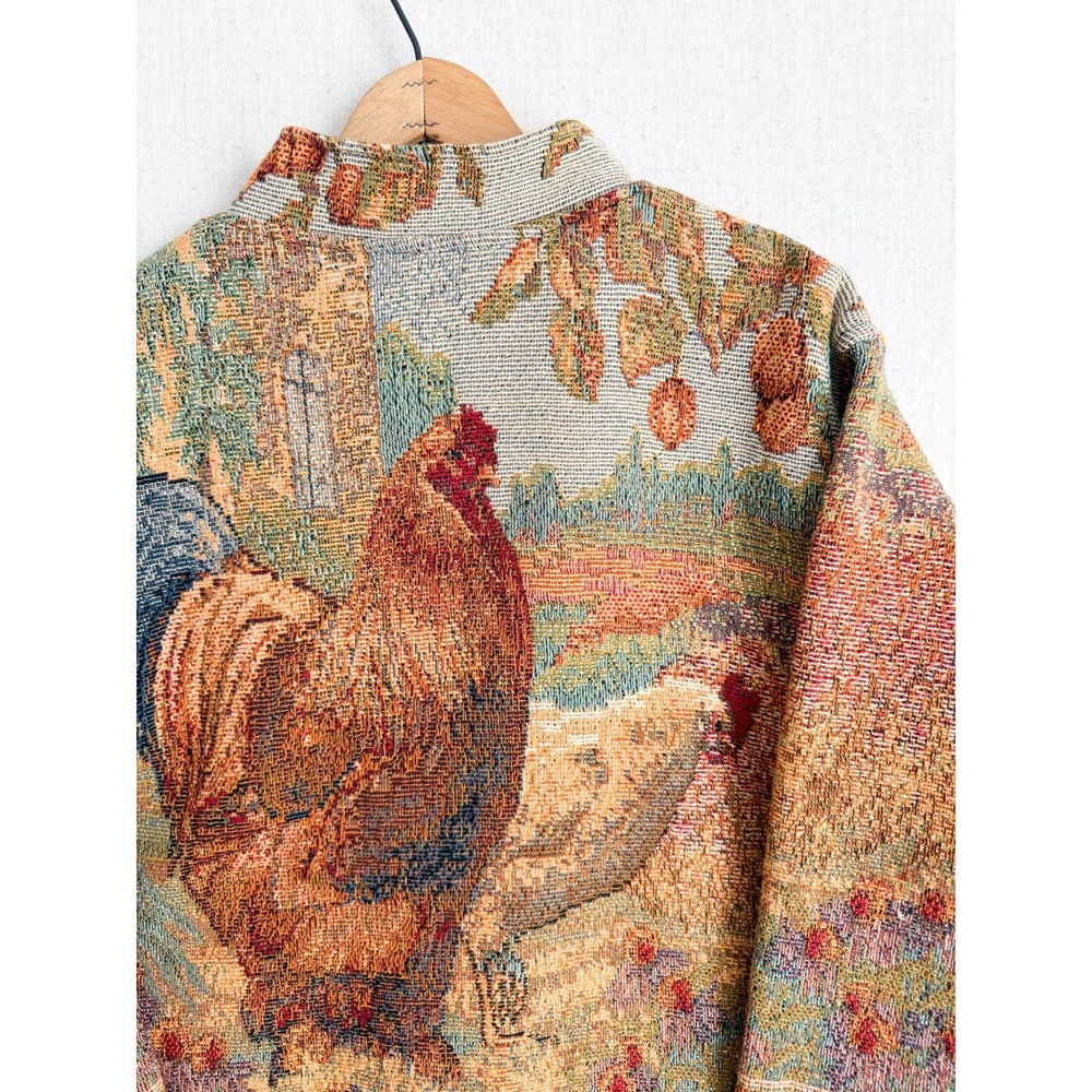Sugar Street Weavers Vintage Rooster Tapestry Jacket Woven Button Cardigan - Picture 7 of 7